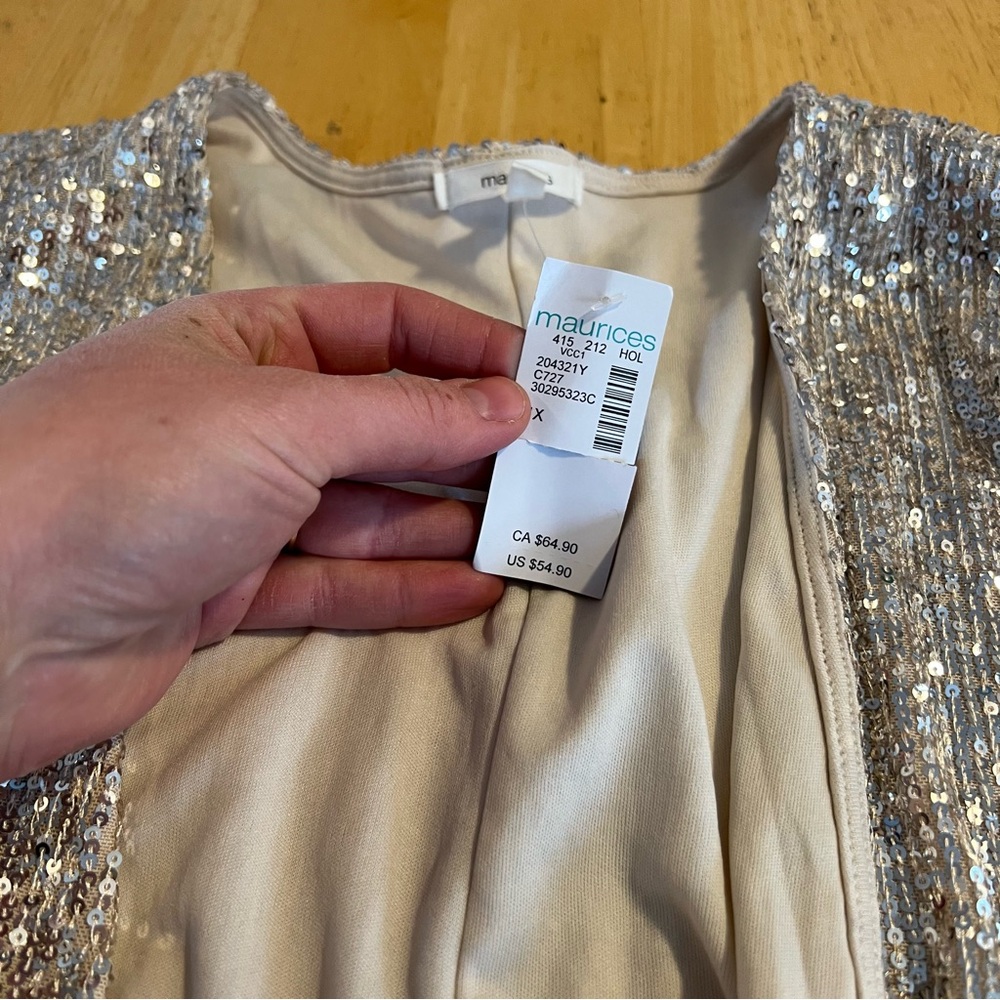 Silver Sequin Women's Sweater - Picture 4 of 8